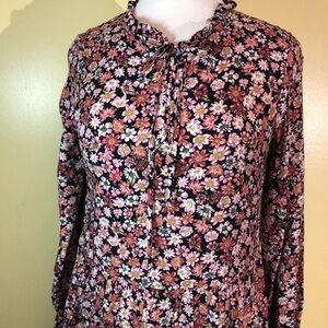 Mango Black and Pink Floral Maxi Dress